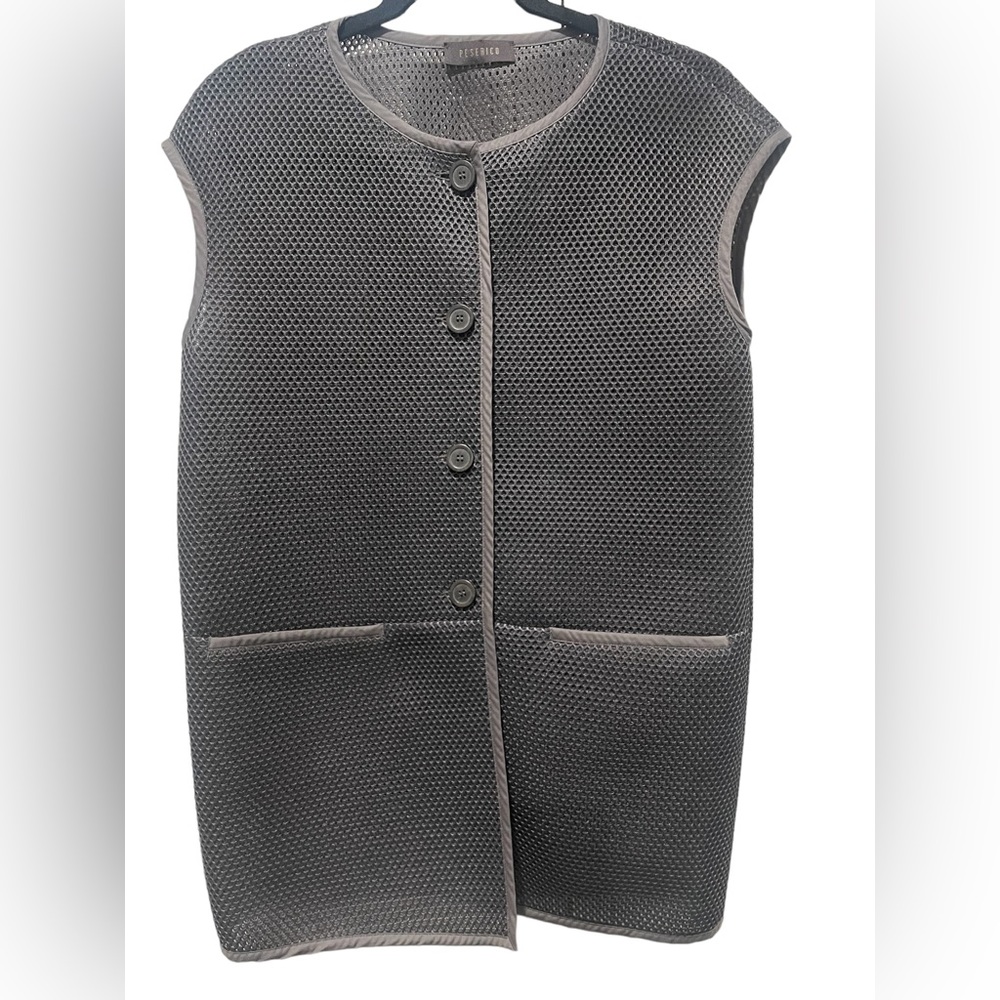 Peserico Grey button up Mesh Vest size 44 IT made in Italy